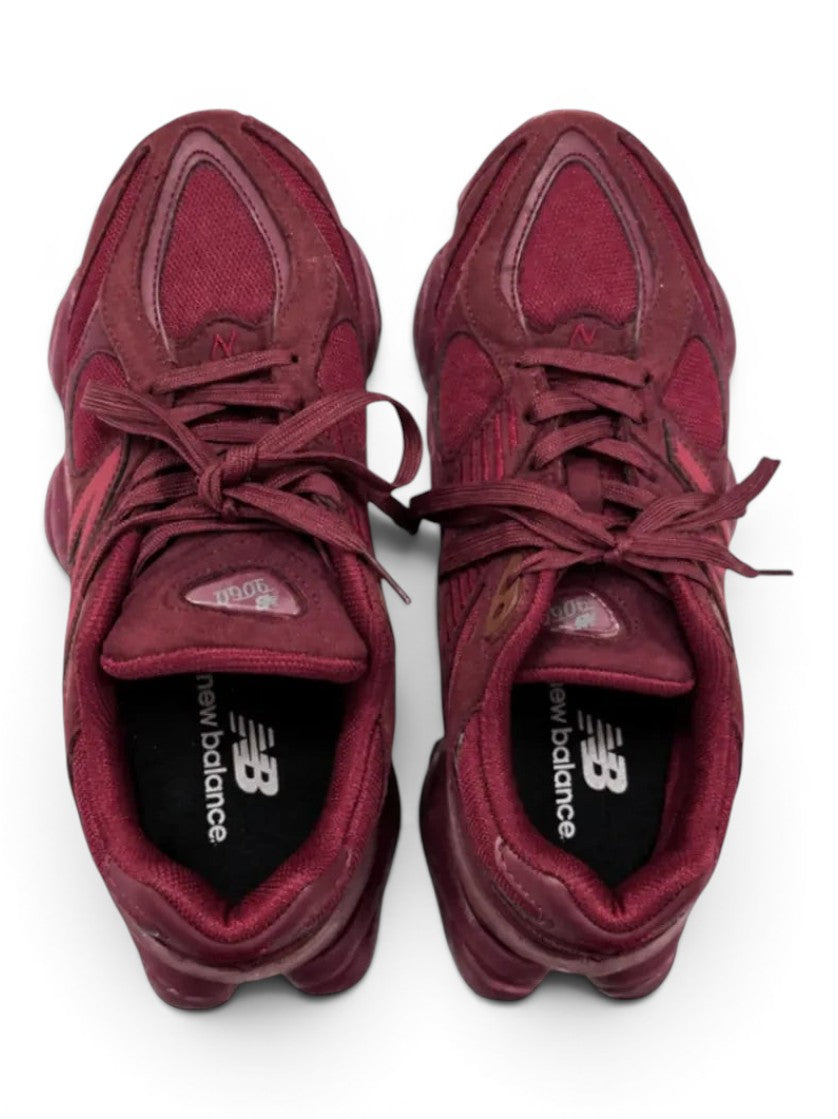 urbanstyle New Balance 9060 sneakers in monochromatic burgundy suede and mesh with a chunky sculpted midsole