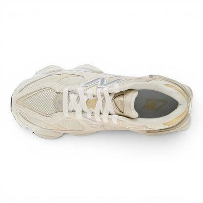 urbanstyle New Balance 9060 lifestyle sneakers in cream and off-white mesh and suede with metallic branding