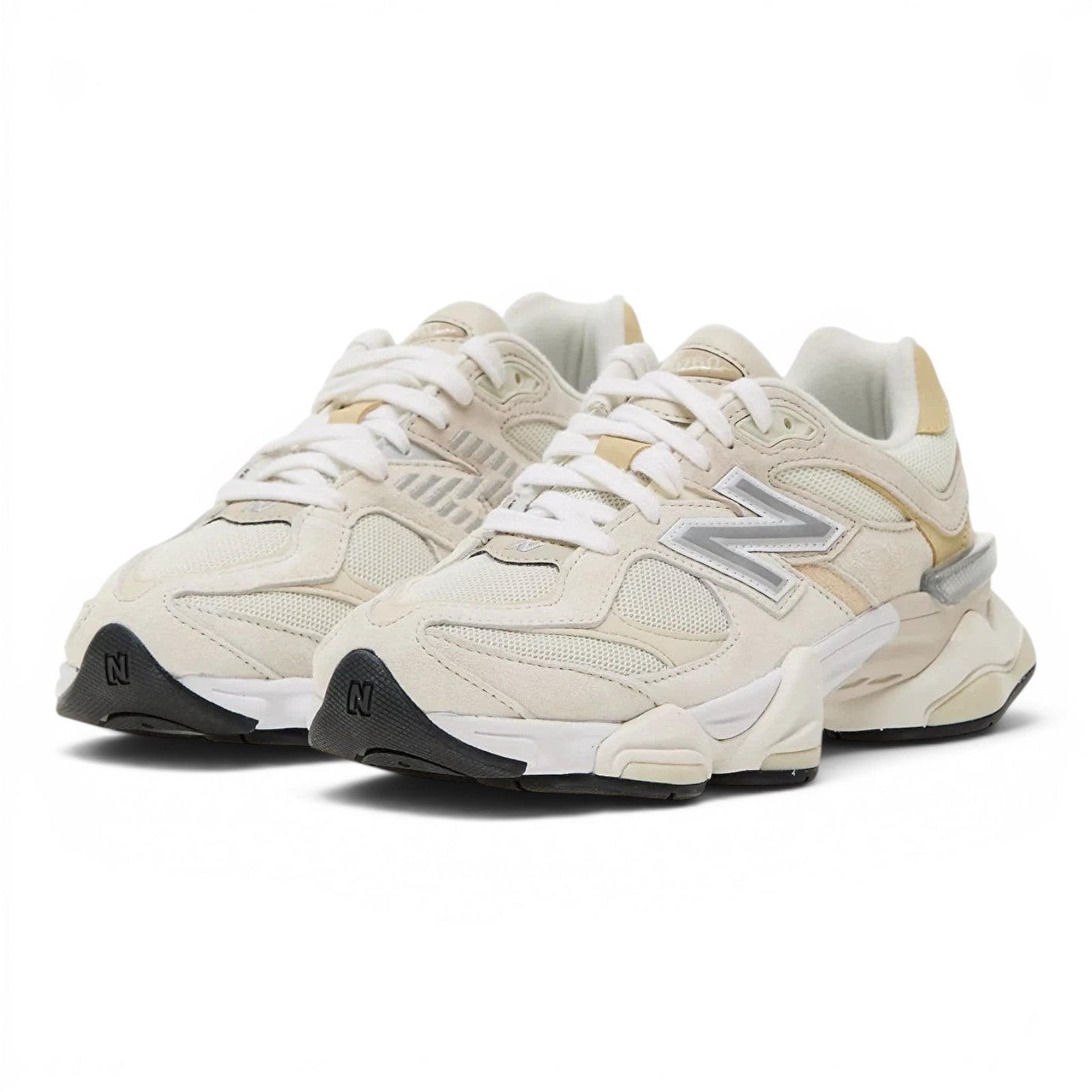 urbanstyle New Balance 9060 lifestyle sneakers in cream and off-white mesh and suede with a chunky sculpted midsole.