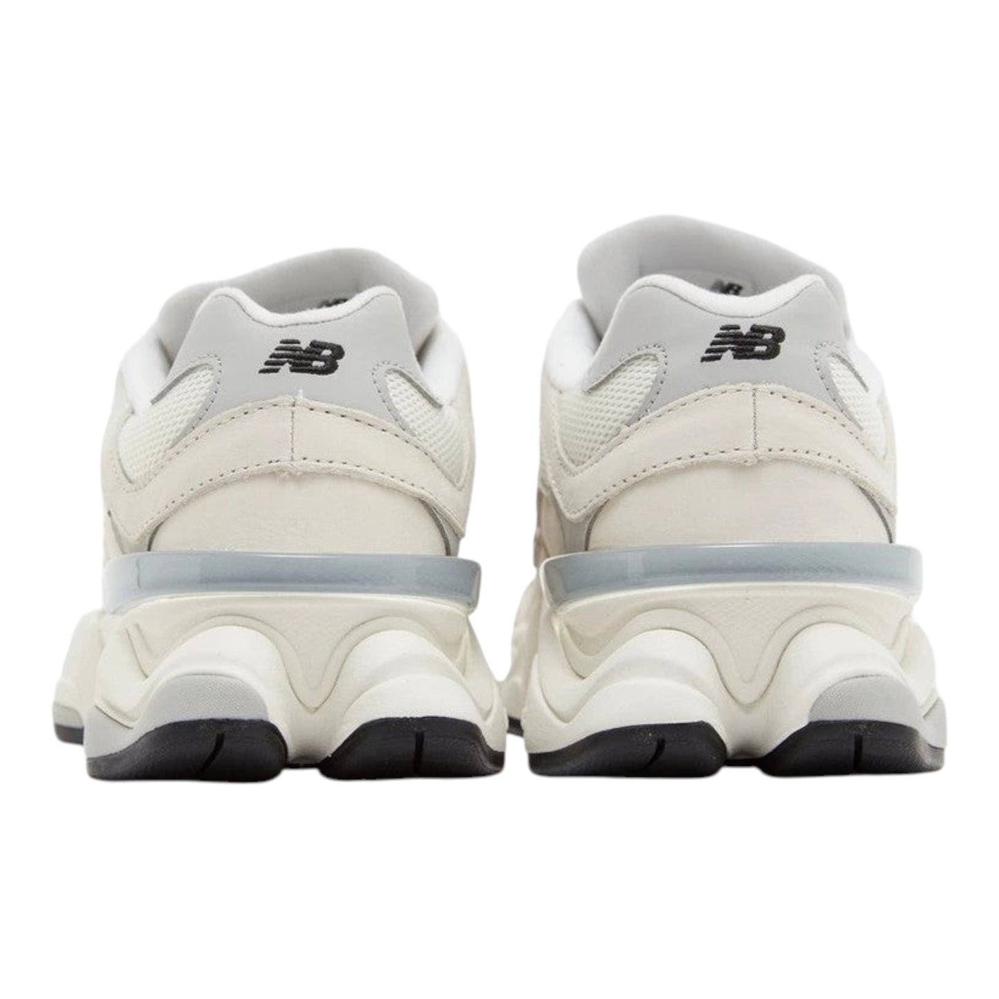 Urbanstyle New Balance 9060 off-white and grey leather and mesh sneakers with chunky sole.