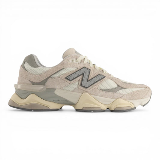 Urbanstyle New Balance 9060 sneakers in sea salt and grey suede and mesh with a chunky sole.