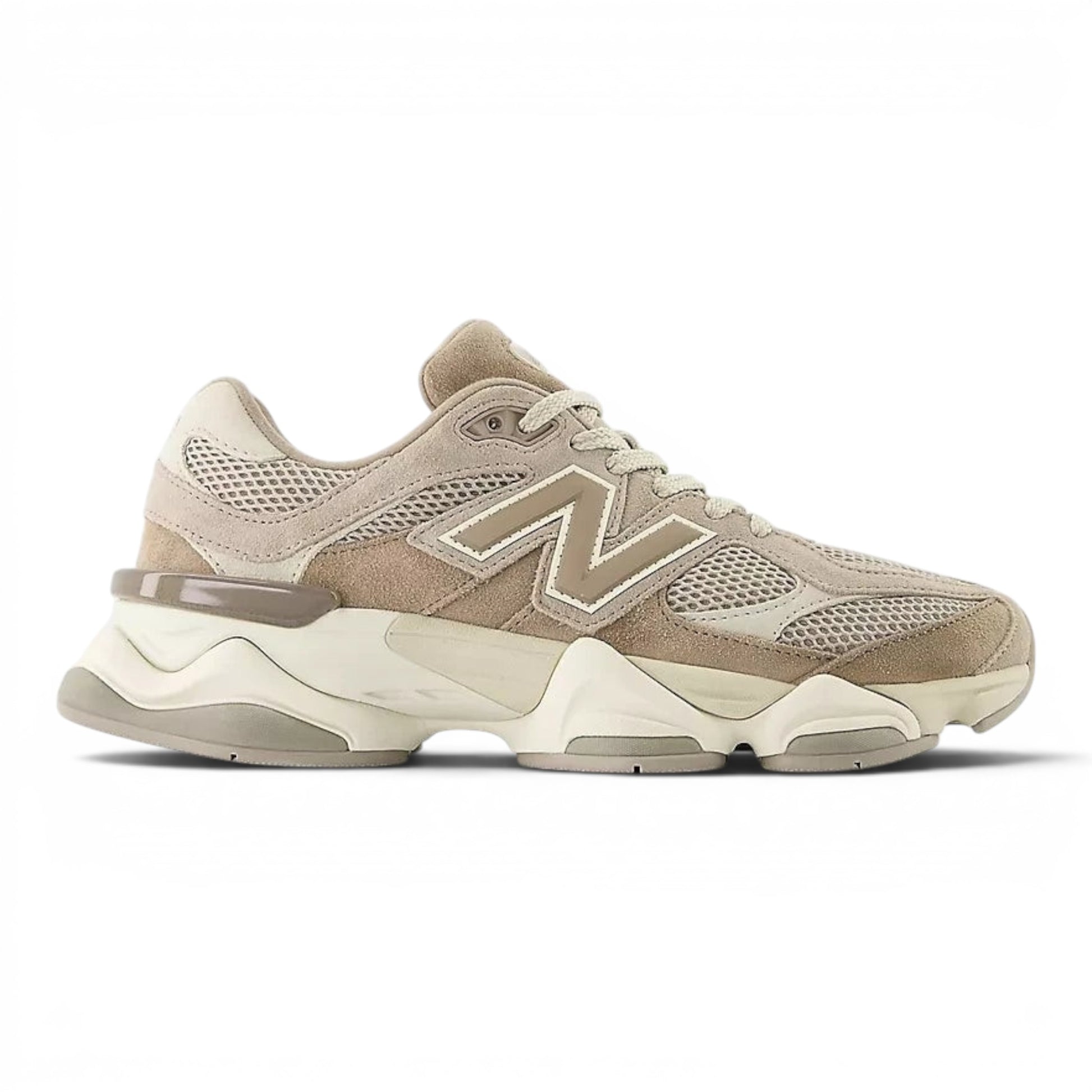 urbanstyle New Balance 9060 lifestyle sneakers in tan and beige suede and mesh with a chunky sculpted midsole.