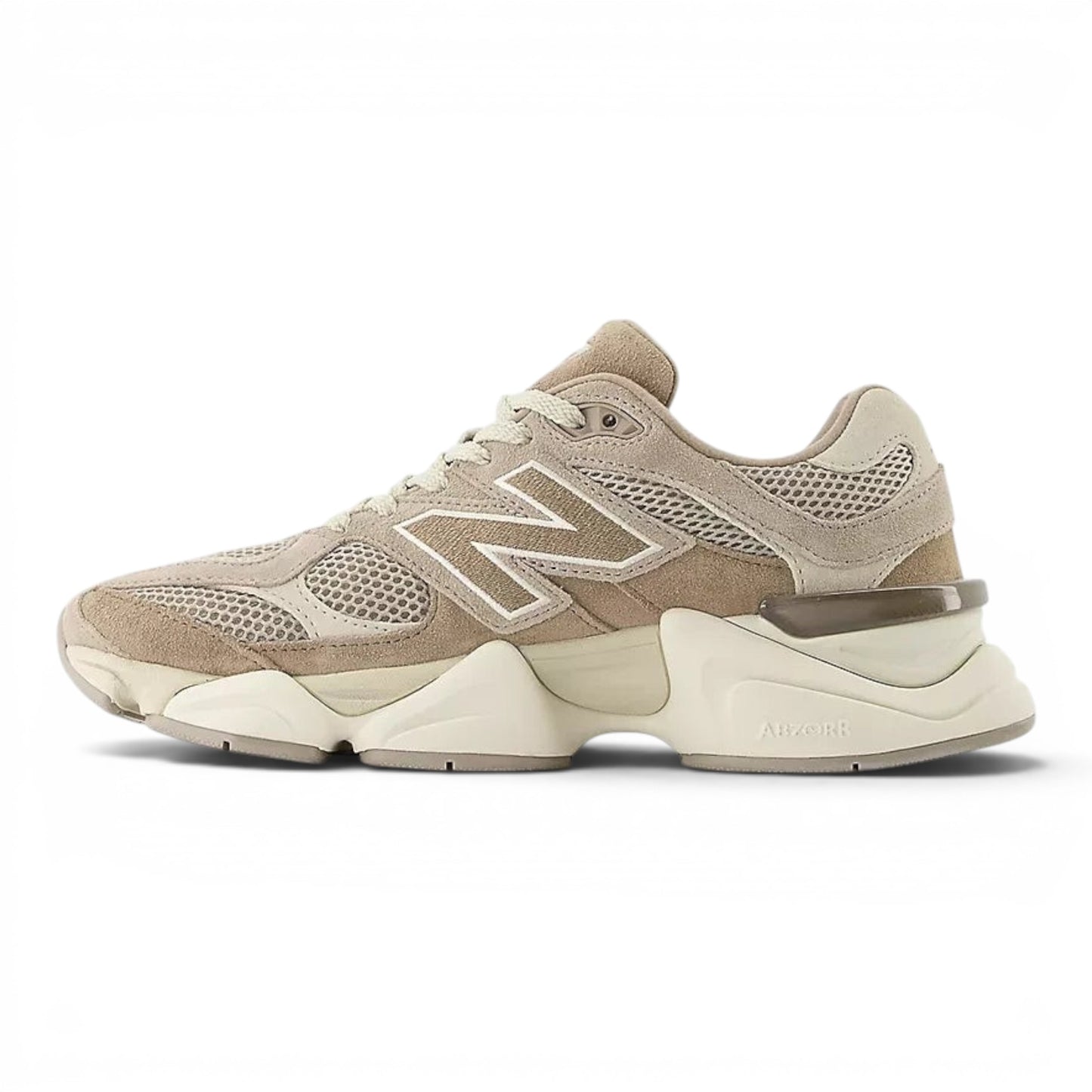 urbanstyle New Balance 9060 lifestyle sneakers in tan and beige suede and mesh with a chunky sculpted midsole