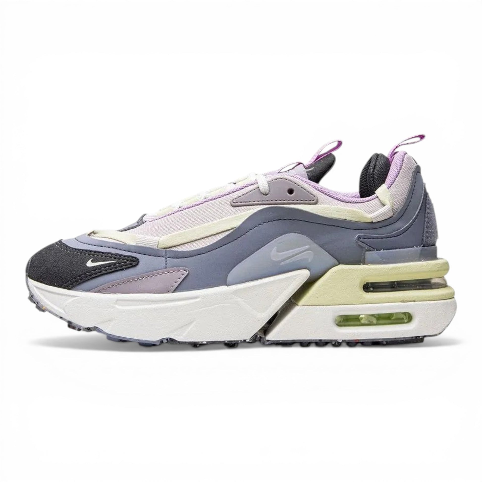 Urbanstyle Women's Nike Air Max Verona sneaker in grey, lavender, and pale yellow with chunky sole and visible air cushioning.