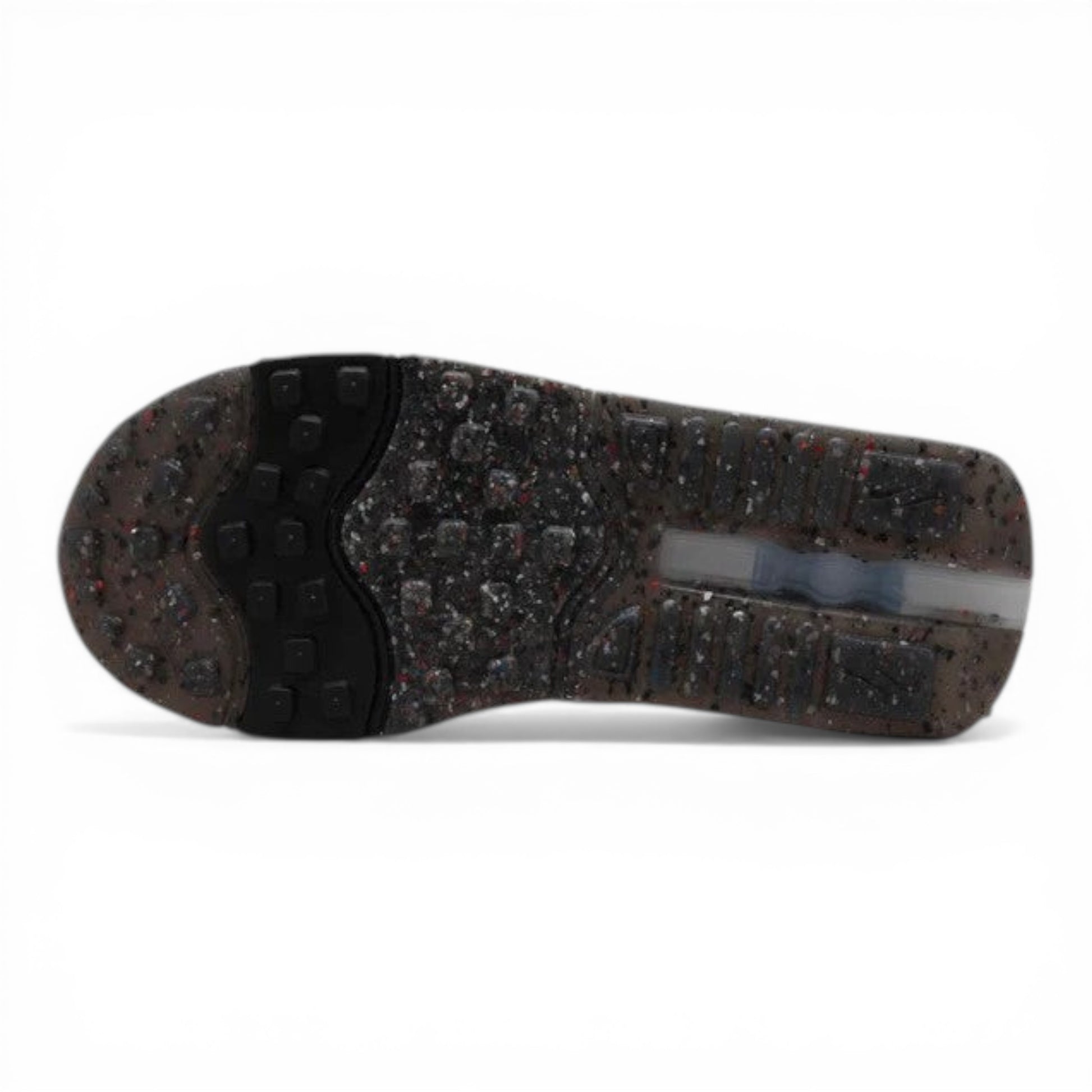 Urbanstyle women's black and red speckled athletic shoe sole with rubber traction and visible Air cushioning.