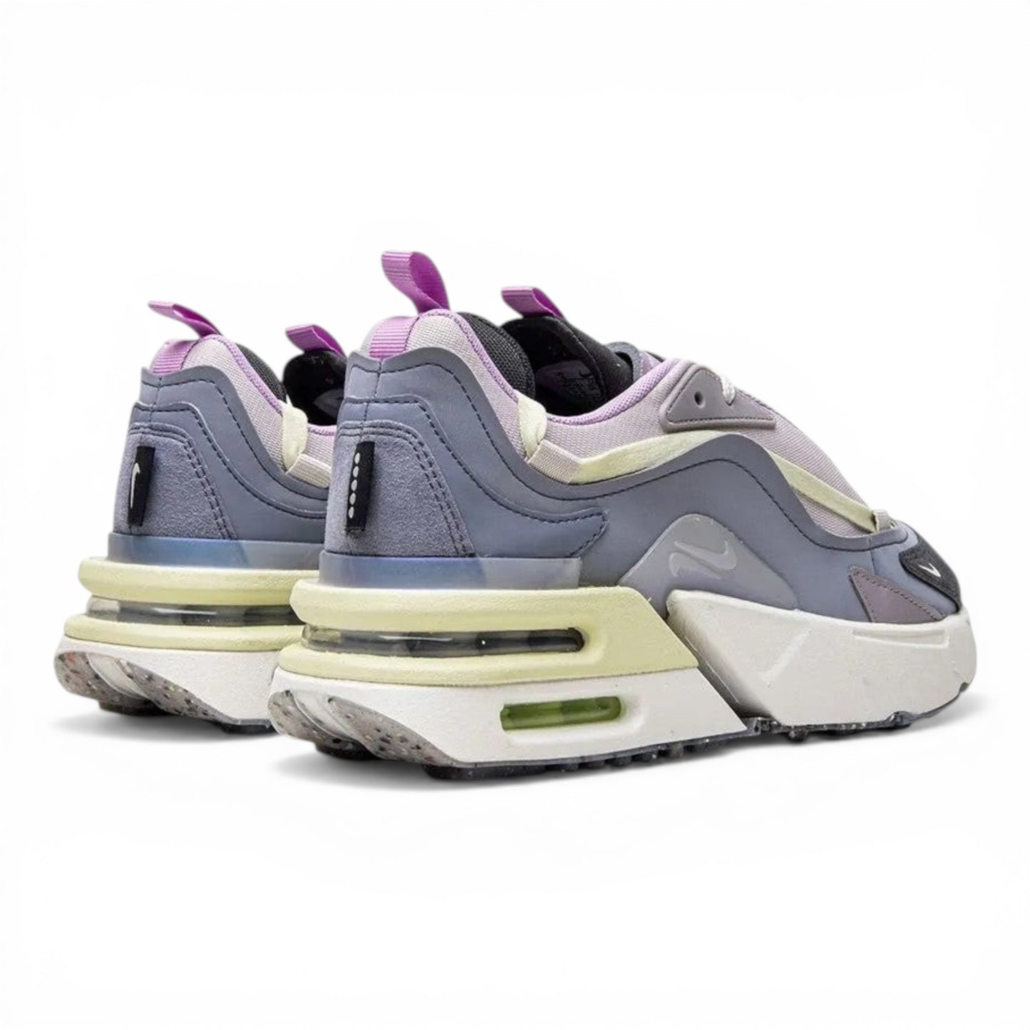 Urbanstyle Women's Nike Air Max Verona sneakers in grey, lavender, and pale yellow with chunky sole and visible air cushioning.